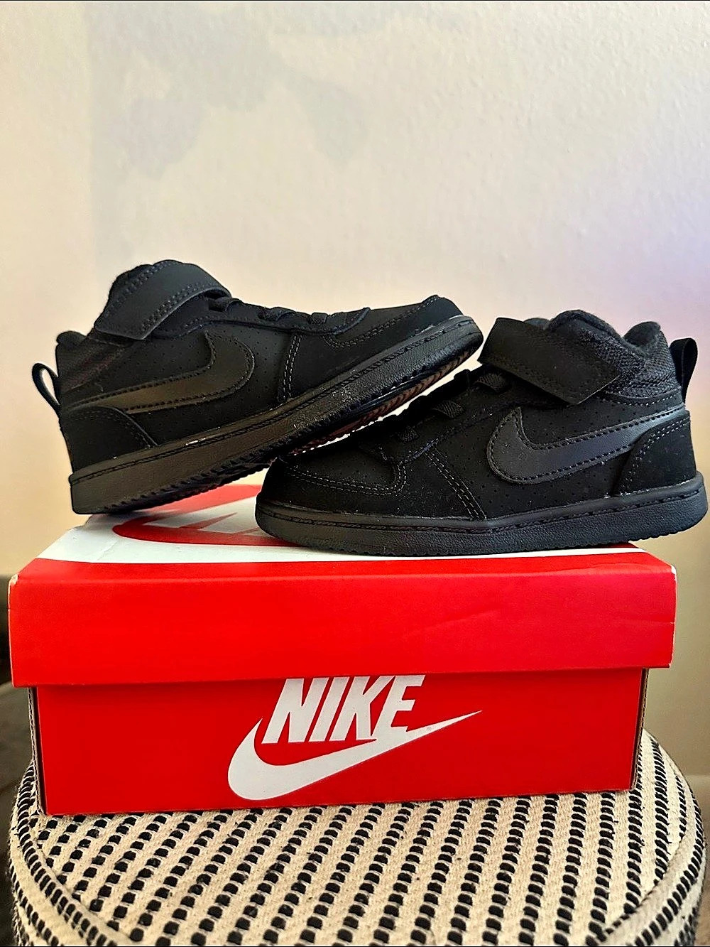Nike Court Borough Mid (TDV) ) Black Baby 9C